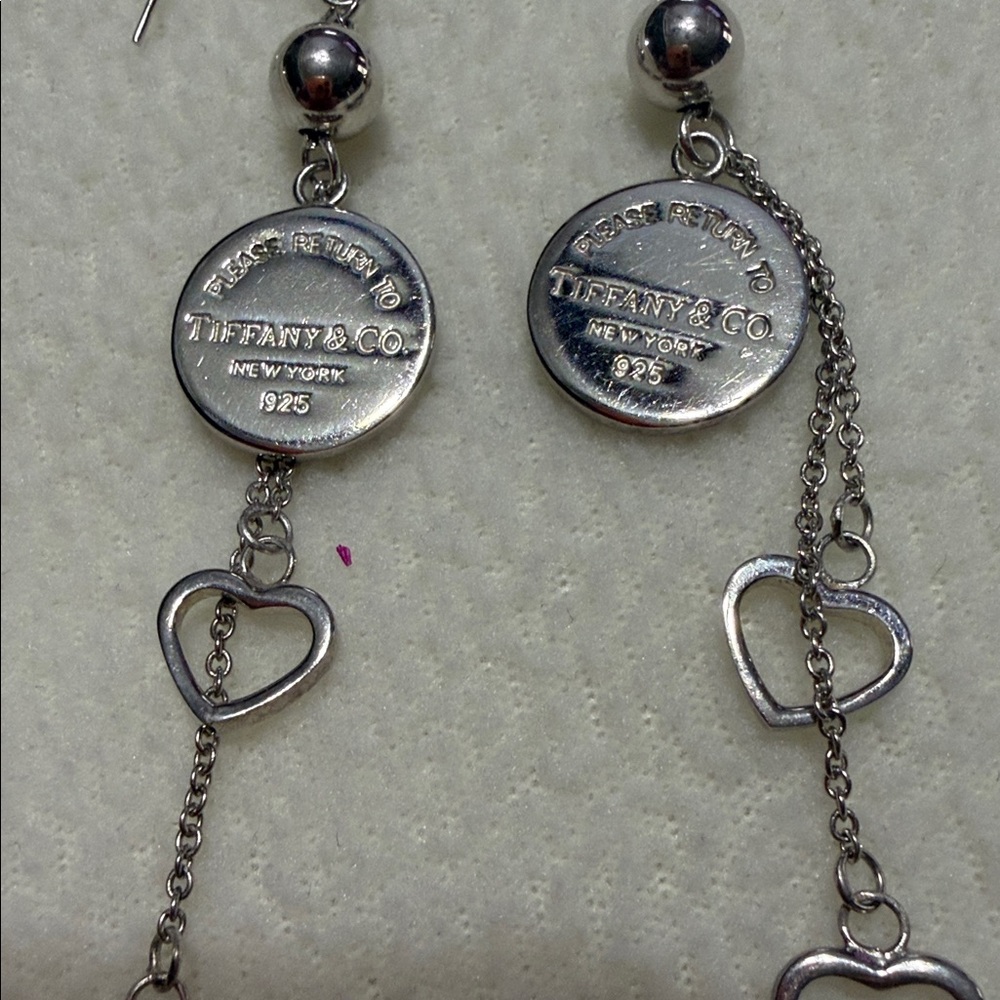 Tiffany& Co. vintage Silver Heart Dangle Earrings very nice